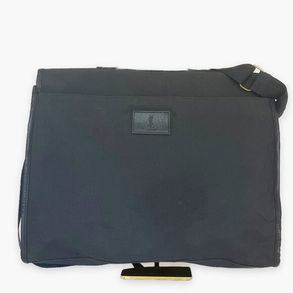 YSL Yves Saint Laurent Parfums Messenger Black Nylon Shoulder Bag Crossbody - Picture 5 of 15